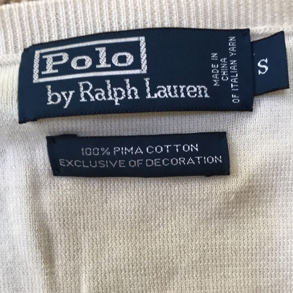 Polo Ralph Lauren mens small cream cotton vest . - Picture 2 of 6
